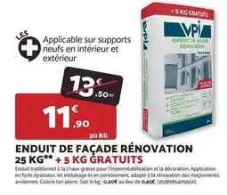 Bricomarché Enduit de façade rénovation 25 kg + 5 kg gratuits offre