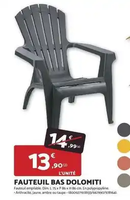 Bricomarché Dim - fanteuil bas dolomiti offre
