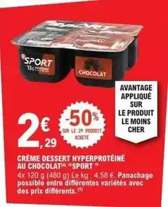 E.Leclerc Creme dessert hyperprotéine au chocolat sports offre