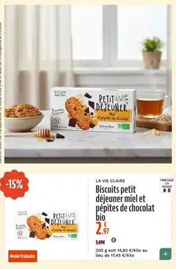La Vie Claire Biscuits petit déjeuner miel et pépites de chocolat bio offre