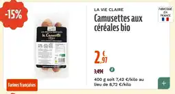 La Vie Claire Camusettes aux céréales bio offre