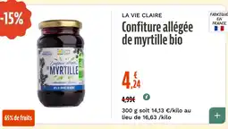 La Vie Claire Confiture allégée de myrtille bio offre