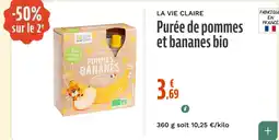 La Vie Claire Purée de pommes et bananes bio offre