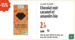 La Vie Claire Chocolat noir caramel et amandes bio offre