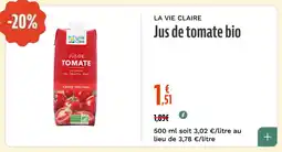 La Vie Claire Jus de tomate bio offre
