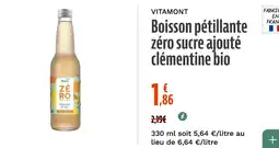 La Vie Claire Boisson pétillante zéro sucre ajouté clémentine bio offre