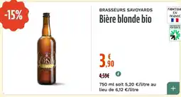 La Vie Claire Bière blonde bio offre