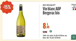La Vie Claire Vin blanc aop bergerac bio offre