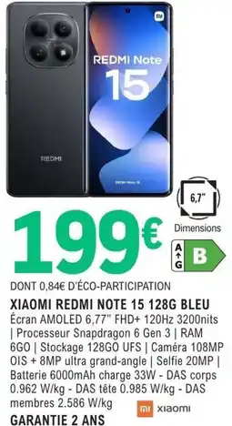 E.Leclerc Espace Culturel XIAOMI REDMI NOTE 15 128G BLEU offre