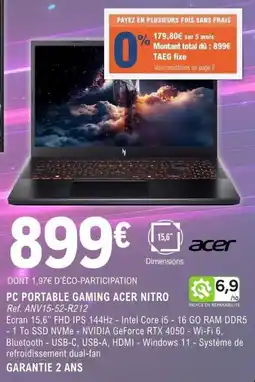 E.Leclerc Espace Culturel PC PORTABLE GAMING ACER NITRO offre