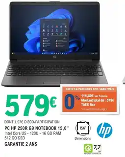E.Leclerc Espace Culturel PC HP 250R G9 NOTEBOOK 15,6" offre