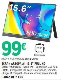 E.Leclerc Espace Culturel ECRAN ARZOPA A1 15,6" FULL HD offre