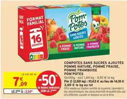 Intermarché Hyper Pom'potes - compotes sans sucres ajoutés pomme nature, pomme fraise, pomme framboise offre