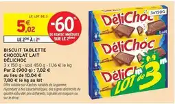 Intermarché Hyper Délichoc - biscuit tablette chocolat lait offre