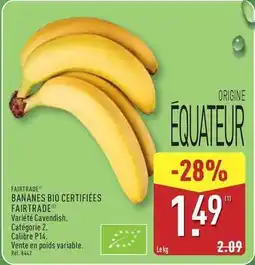 ALDI Bananes bio certifiées offre