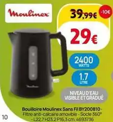 BUT Moulinex - bouilloire sans fil by200810 offre