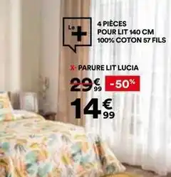 BUT 4 pièces pour lit 140 cm 100% coton 57 fils offre