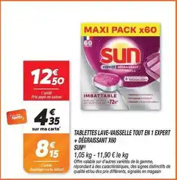 Netto Sun - tablettes lave-vaisselle tout en 1 expert + dégraissant offre