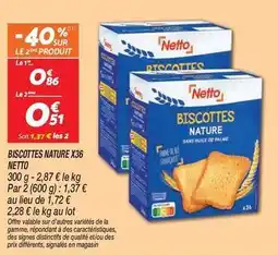 Netto Netto - biscottes nature x36 offre