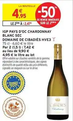 Intermarché Signal - igp pays d'oc chardonnay blanc sec offre