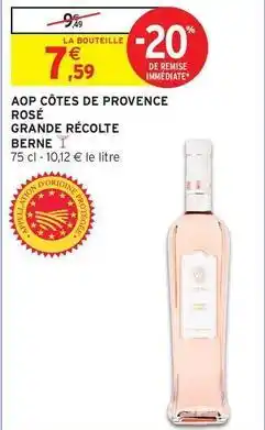 Intermarché Aop côtes de provence rose offre
