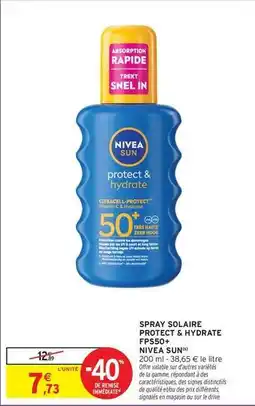 Intermarché Nivea - spray solaire protect & hydrate fps90 offre