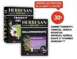 E.Leclerc Parapharmacie Gammes transiphyt carbogaz adoucid hepadetox ampoules acerola beaute et vitamines herbesan offre