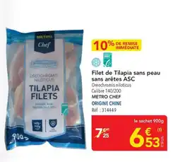 METRO Filet de tilapia sans peau sans arêtes asc offre