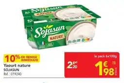 METRO Yaourt nature sojasun offre