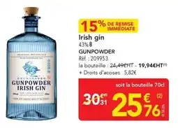 METRO Irish gin gunpowder offre