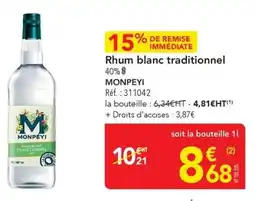 METRO Rhum blanc traditionnel monpeyi offre