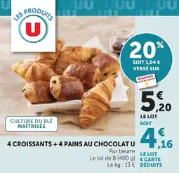 Maximarché 4 croissants + 4 pains au chocolat u offre