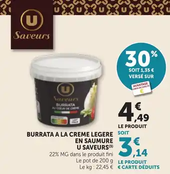Burrata a la creme legere en saumure u saveurs