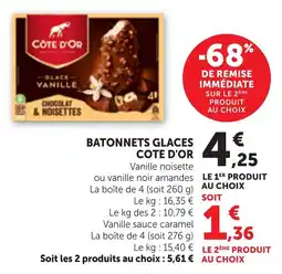 Maximarché Batonnets glaces cote d'or offre