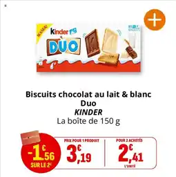 Coccimarket Biscuits chocolat au lait & blanc duo kinder offre