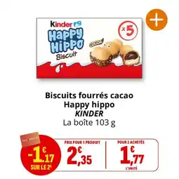 Coccimarket Biscuits fourrés cacao happy hippo kinder offre