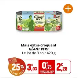 Coccimarket Maïs extra-croquant géant vert offre