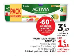 Maximarché Yaourt aux fruits activia offre