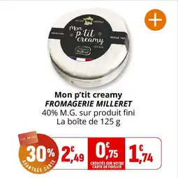 Coccinelle Supermarché Mon p'tit creamy fromagerie milleret offre