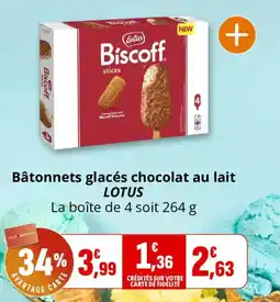 Coccinelle Supermarché Bâtonnets glacés chocolat au lait lotus offre