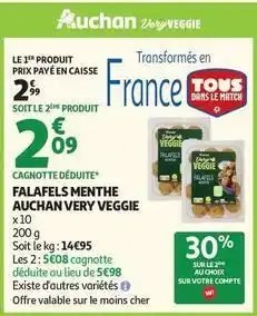 Auchan Supermarché Tous - falafels menthe very veggie offre