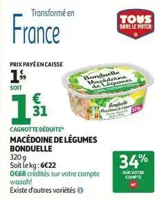 Auchan Supermarché Bonduelle - macédoine de légumes offre