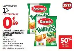 Auchan Supermarché Bénénuts - cacahuètes enrobées goût bacon twinuts offre