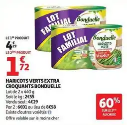 Auchan Supermarché Bonduelle - haricots verts extra croquants offre