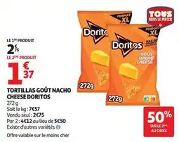 Auchan Supermarché Doritos - tortillas goût nacho cheese offre