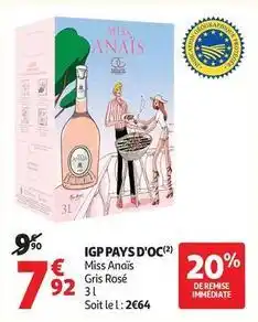 Auchan Supermarché Miss anaïs - igp pays d'oc offre