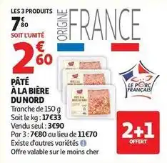 Auchan Supermarché Pâté à la bière du nord offre