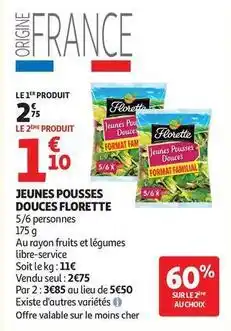 Auchan Supermarché Florette - jeunes pousses offre