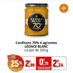 Coccinelle Supermarché Confiture 70% 4 agrumes léonce blanc offre