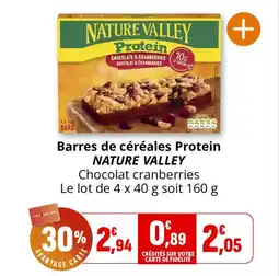 Coccinelle Supermarché Barres de céréales protein nature valley offre